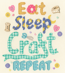 Borduurpakket Bothy Designs - Eat, Sleep, Craft, Repeat - Bothy Threads