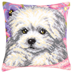 Cushion cross stitch kit Little Doggy - Collection d'Art