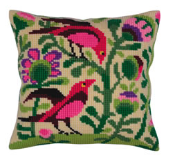 Cushion cross stitch kit Birds of Paradise - Collection d'Art