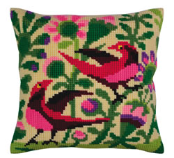 Cushion cross stitch kit Birds of Paradise - Collection d'Art