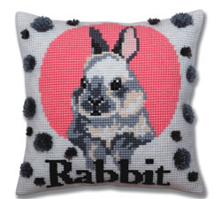 Cushion cross stitch kit Rabbit - Collection d'Art