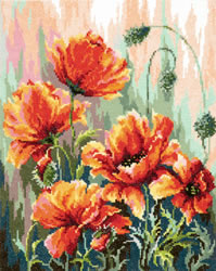 Cross stitch kit Poppies in the morning light - Magic Needle