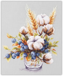 Cross stitch kit Blooming Cotton and Blueberry - Magic Needle