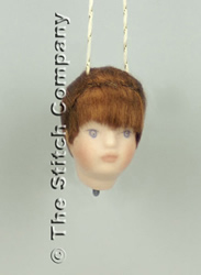 Handmade Porcelain Angel Head small, dark hair - Emie Bishop