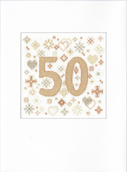 Cross stitch kit Card - Congratulations 50 - Heritage Crafts