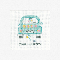 Borduurpakket Card - Just Married - Heritage Crafts