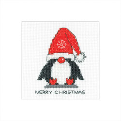 Cross stitch kit Penguin Card - Santa - Heritage Crafts
