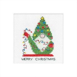 Cross stitch kit Gonk Card - Christmas Lights - Heritage Crafts