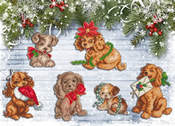 Borduurpatroon Christmas Puppies - Leti Stitch