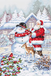 Cross stitch kit Snowman and Santa - Leti Stitch