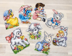 Cross stitch kit Easter Ornaments Kit of 8 pieces - Leti Stitch