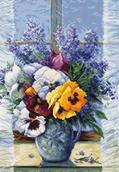Cross stitch kit Bouquet with Pansies - Luca-S