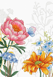 Cross stitch kit Flowers and Butterfly - Luca-S
