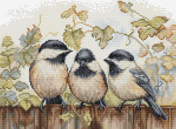 Cross stitch kit Chickadees On The Fence - Luca-S