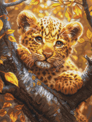 Cross stitch kit Leopard Cub at Sunrise - Luca-S