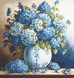 Petit Point stitch kit Vase with Hydrangeas - Luca-S