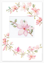 Cross stitch kit Postcard Pink Flower - Luca-S