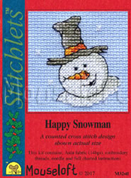 Cross stitch kit Happy Snowman - Mouseloft