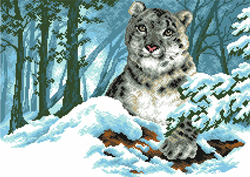 Voorbedrukt Aida Snow Leopard - Matryonin Posad