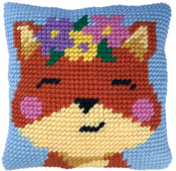 Cushion cross stitch kit Spring time Fox - Needleart World