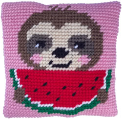 Cushion cross stitch kit Sloth Munch - Needleart World