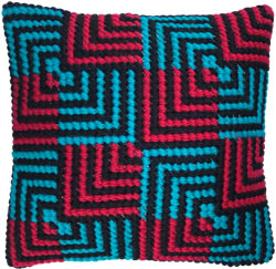 Cushion cross stitch kit Blue & Red Bargello - Needleart World