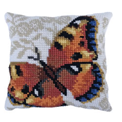 Cushion cross stitch kit Umber Butterfly - Needleart World