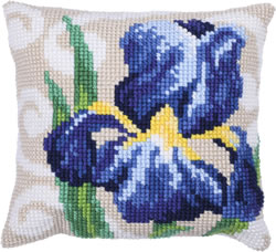 Cushion cross stitch kit Blue Iris - Needleart World