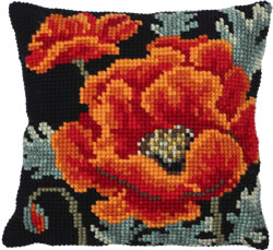 Cushion cross stitch kit Poppy Bloom - Needleart World