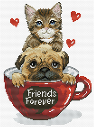 Pre-printed cross stitch kit Friends Forever - Needleart World