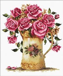 Pre-printed cross stitch kit Antique Flower Vase - Needleart World