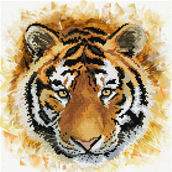 Pre-printed cross stitch kit Tiger charge - Needleart World