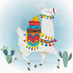 Pre-printed cross stitch kit Holiday Lama - Needleart World