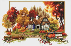 Voorbedrukt borduurpakket Autumn Cottage - Needleart World