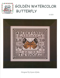 Cross Stitch Chart Golden Watercolor Butterfly - Rosewood Manor