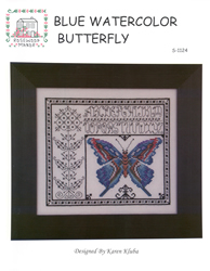 Cross Stitch Chart Blue Watercolor Butterfly - Rosewood Manor