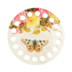 Plywood organizer - Round with print Butterfly and Roses - RTO