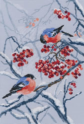Cross Stitch Kit Bullfinches in Rowanberries - RTO