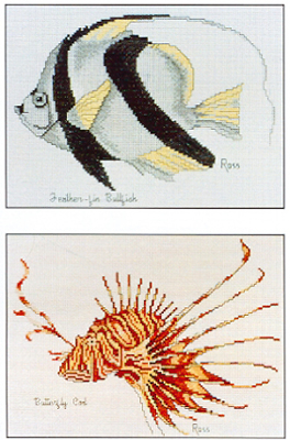 Cross Stitch Chart Feather-fin Bullfinch Butterfly Cod - Ross Originals