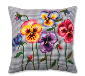 Kussen borduurpakket Pansies - Collection d'Art