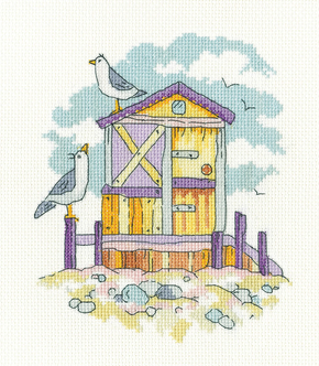 Cross stitch kit Yellow Beach Hut - Heritage Crafts