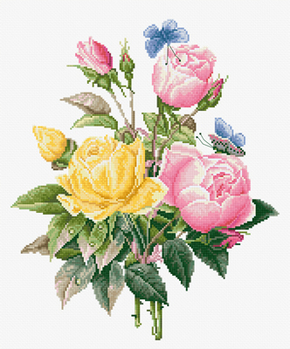 Cross stitch kit Yellow Roses And Bengal Roses - Luca-S