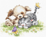 Cross stitch kit Dog and Cat with Butterfly - Luca-S