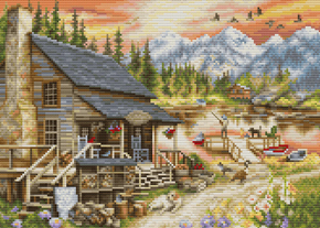 Cross stitch kit Log Cabin General Store  - Luca-S