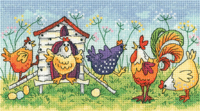 Cross stitch kit Happy Hens - Heritage Crafts