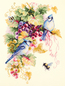 Cross stitch kit Blue Jay and Grapes - Magic Needle