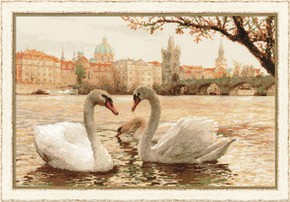 Cross Stitch Kit Swans Prague - RIOLIS