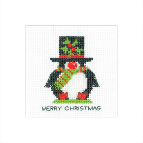 Cross stitch kit Penguin Card - Top Hat - Heritage Crafts