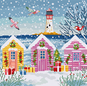 Borduurpakket Snowy Sea Cottage - Leti Stitch