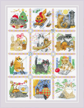 Borduurpakket Cat Calendar - RIOLIS